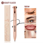 Resultado del tono 101 Natural: delineador, cejas, labios e iluminador